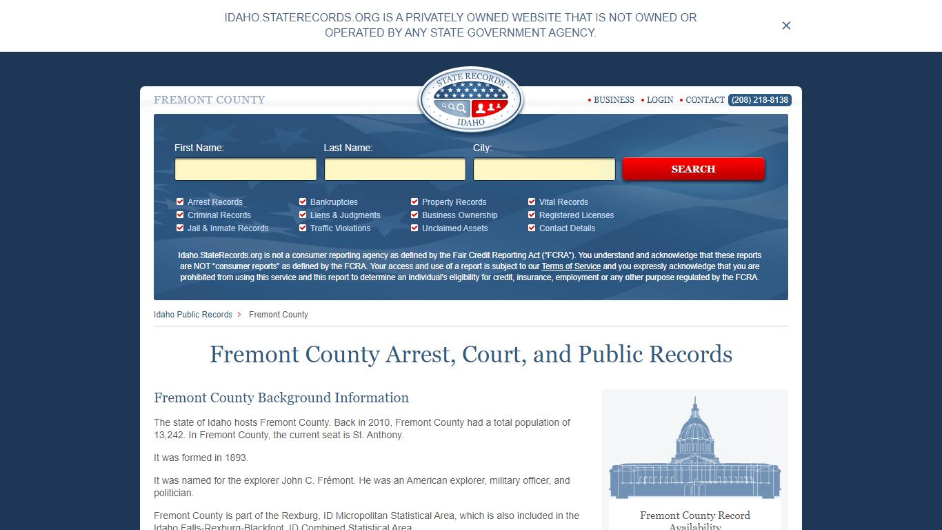 Fremont County Arrest, Court, and Public Records