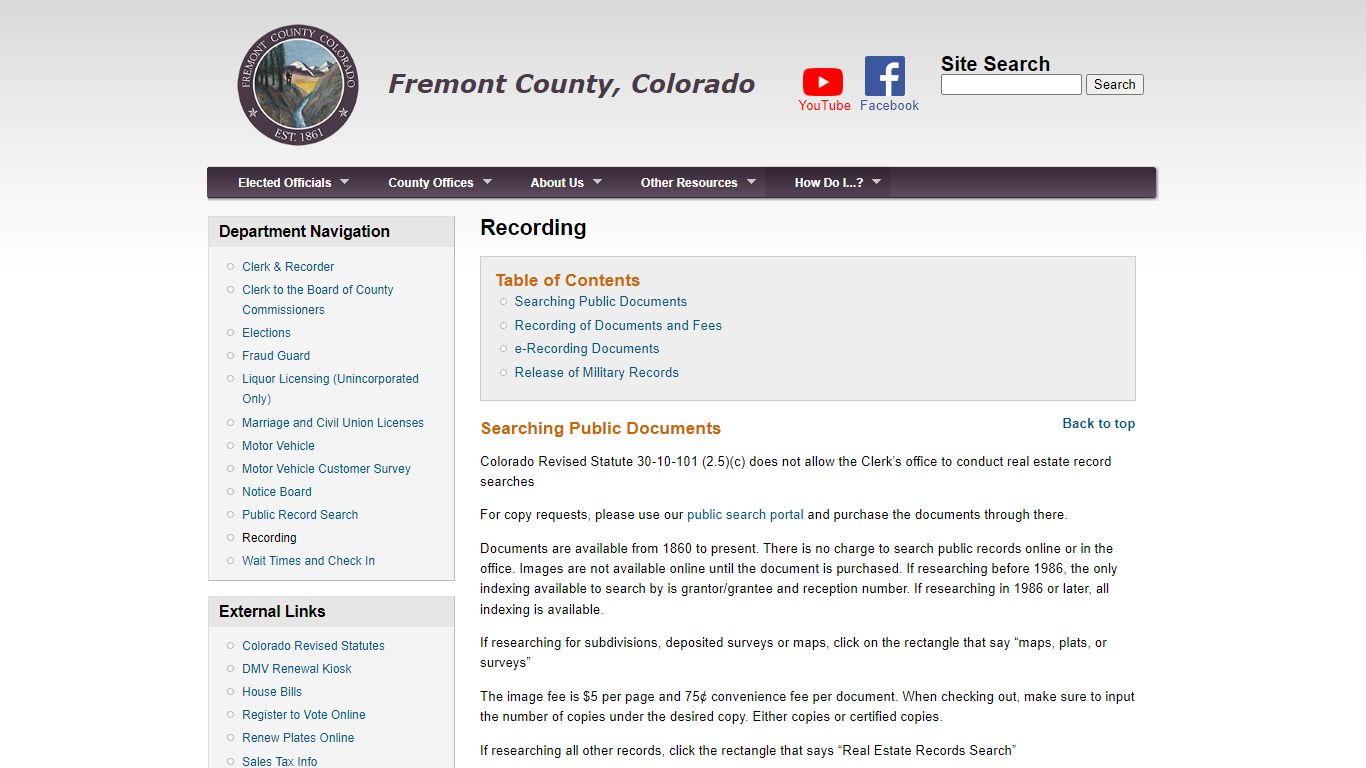 Recording | Fremont County, Colorado